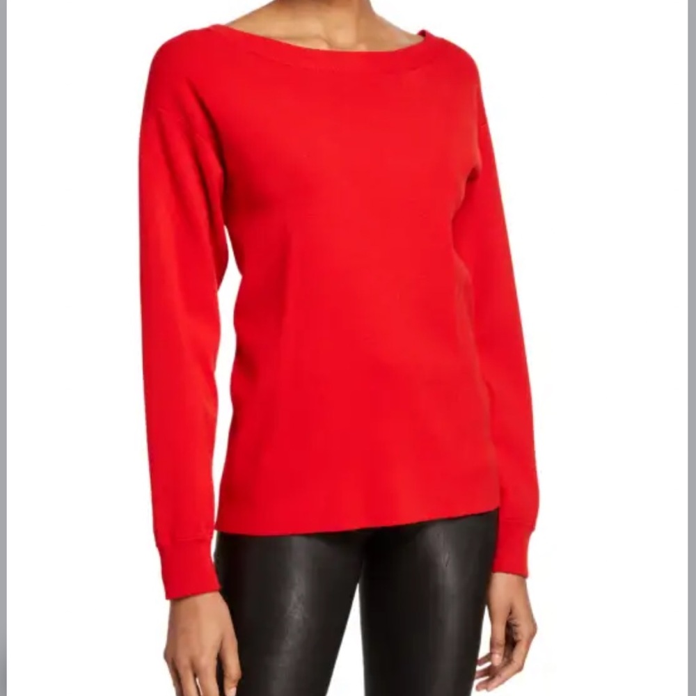 Alice + Olivia Ruela Red Split Back Sweater - image 3